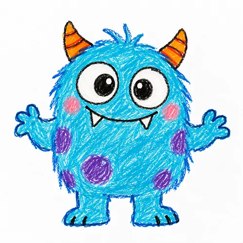 Crayon monster drawing by a kid