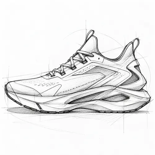 Product design sketch of a sneaker